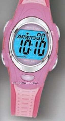 Armitron All Sport Ladies Alarm Calendar Pink Watch With Blue Face