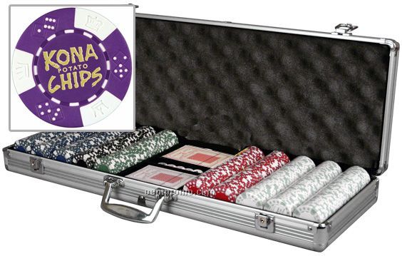 Custom Labeled 500 Poker Chip Set With Cards