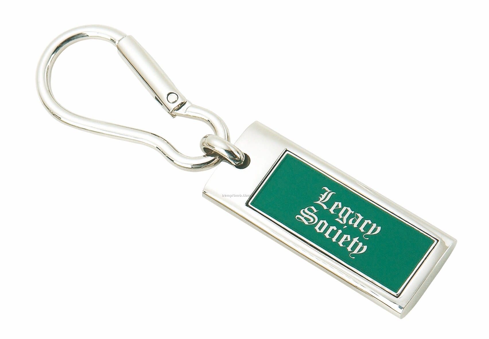 Rectangle Green Enamel Carabiner With Shiny Chrome