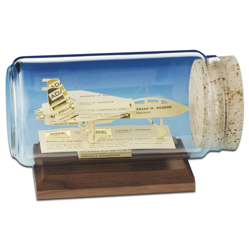 Stock Business Card Sculpture In A Bottle - Jet Fighter F-14