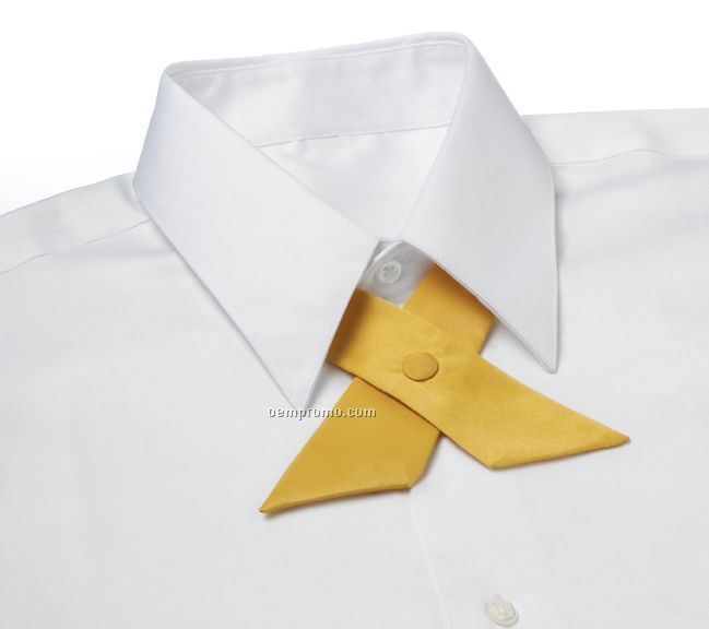 Wolfmark Covered Button Snap Polyester Satin Crossover Tie - Gold
