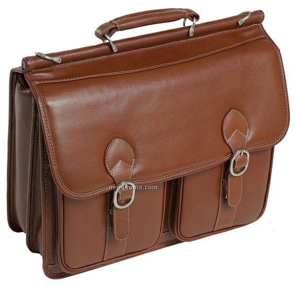 Hazel Crest Leather Double Compartment Laptop Case - Brown