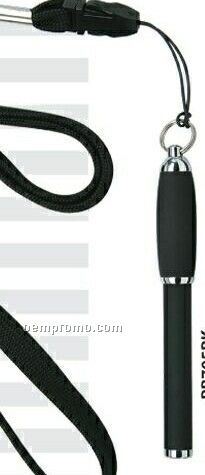Matte Black Brass Barrel/ Cap Mini Ballpoint Pen On Strap W/Grip