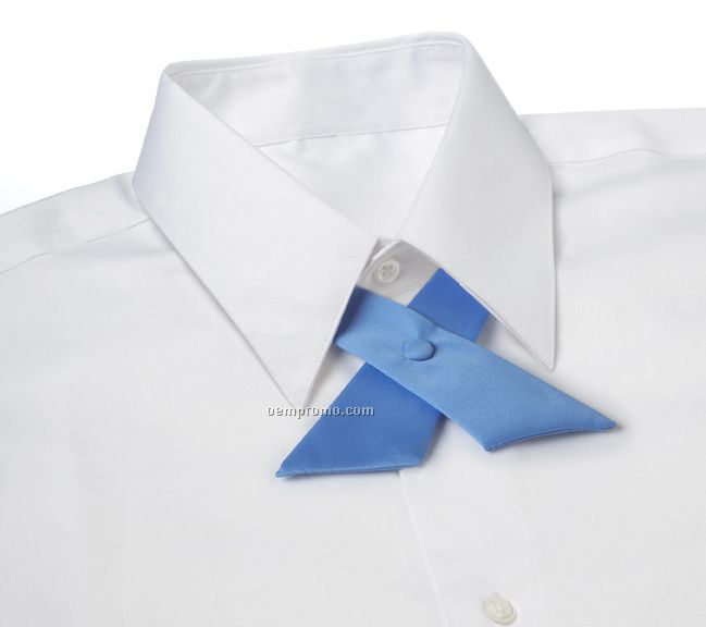Wolfmark Covered Button Snap Polyester Satin Crossover Tie - French Blue