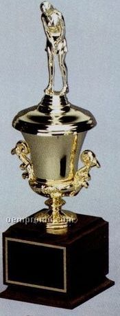 15" Gold Plated Champagne Cups Reflection Urn With Wood Base