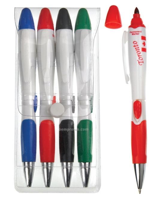 Permanent Marker/Pen Combo - 4 Pack