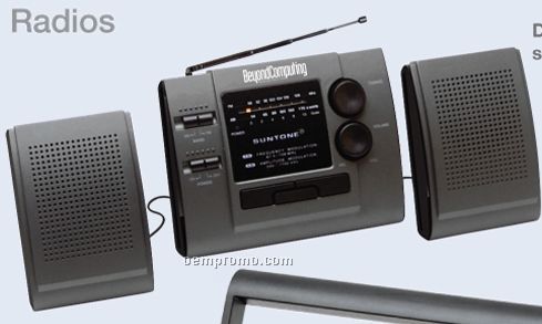 Ultra Slim Desktop AM/ FM Radio W/ Detachable Speakers