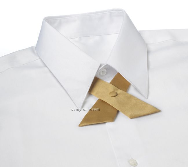 Wolfmark Covered Button Snap Polyester Satin Crossover Tie - Vegas Gold