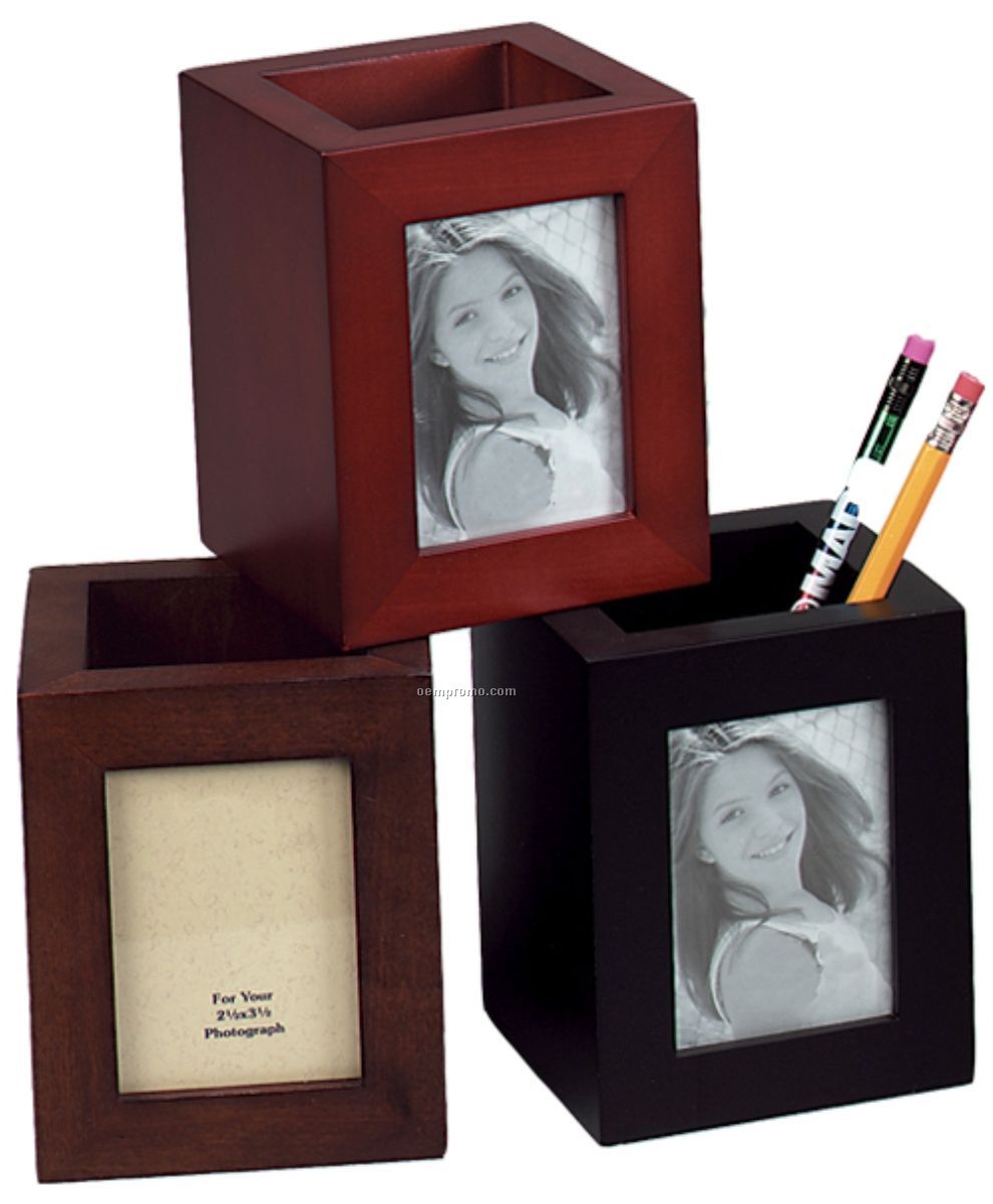 Wood Pen & Pencil Holder Cup / Picture Frame