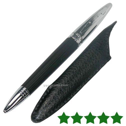 Torino Twist Action Rollerball W/ Leather Case (Black)