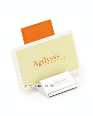 Colorplay Leather Business Card Holder With Chrome Base