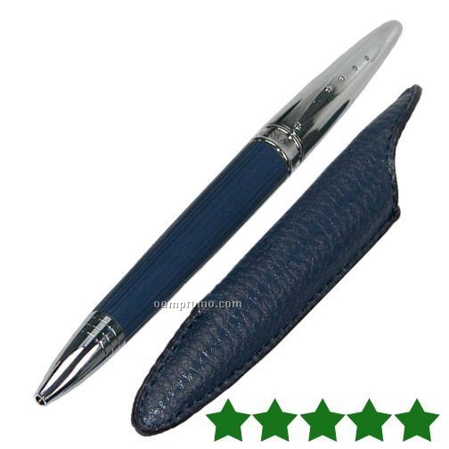 Torino Twist Action Rollerball W/ Leather Case (Blue)