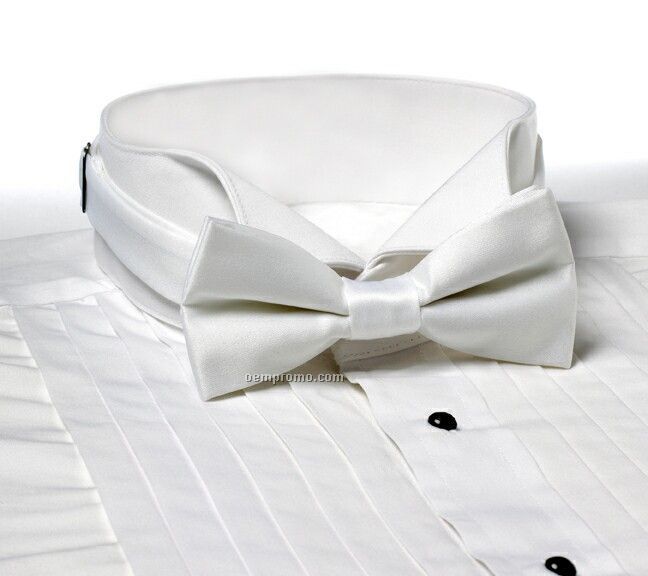 Wolfmark Solid Series 2" Adjustable Band Polyester Bow Tie - White