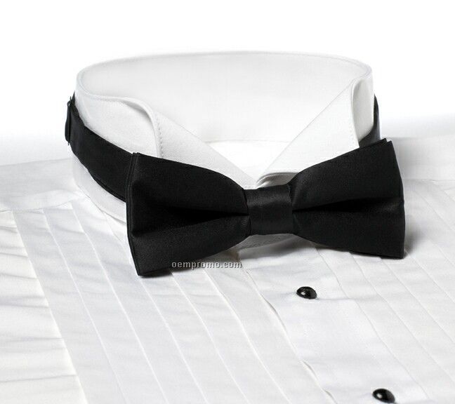 Wolfmark Sold Series 2" Adjustable Band Polyester Bow Tie - Black
