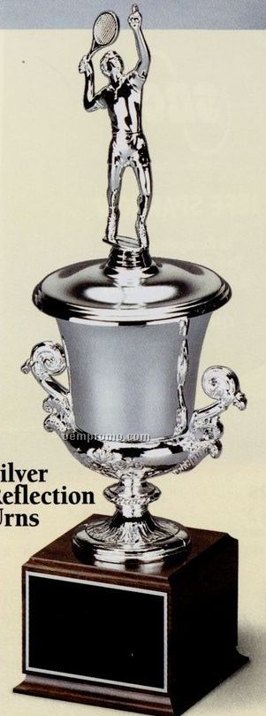18" Silver Plated Champagne Cups Reflection Urn With Wood Base