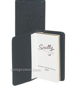 Brown Ostrich Calf Leather Pocket Weekly Planner
