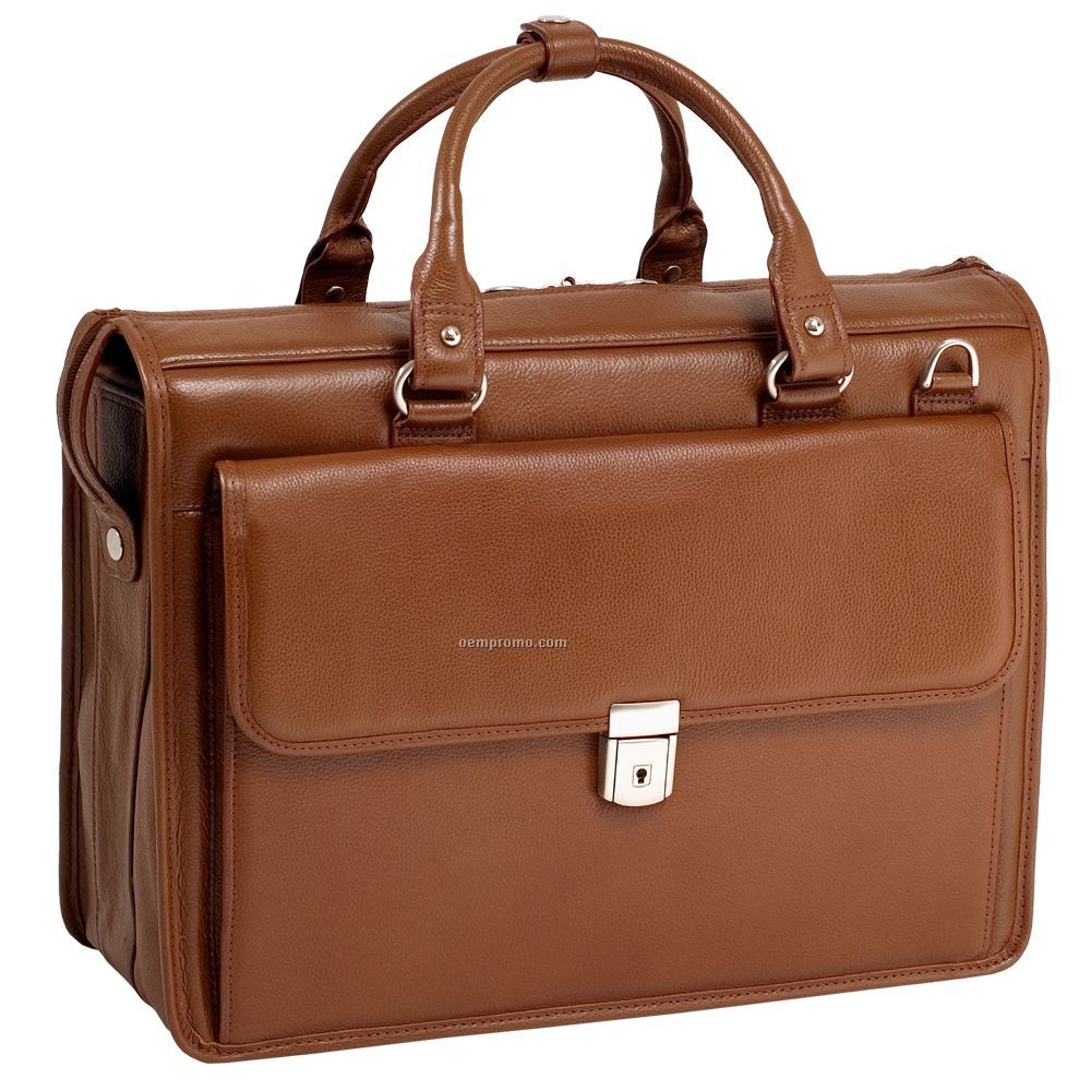 Gresham Leather Litigator Laptop Briefcase - Brown