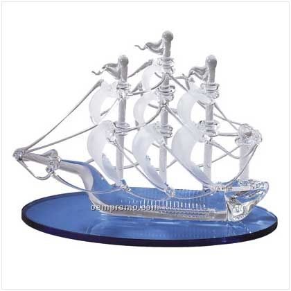 Sailboat On Crystal Seas Luminous Figurine