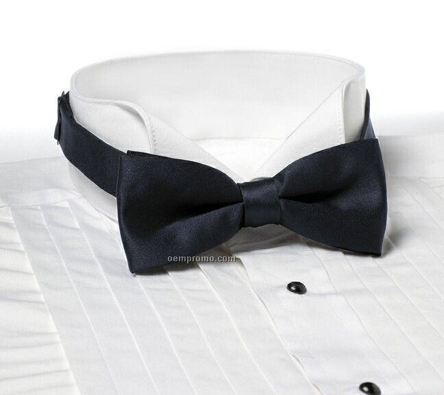 Wolfmark Solid Series 2" Adjustable Band Polyester Bow Tie - Navy Blue