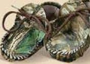 Camo Leather Baby Moccasins With Fringe