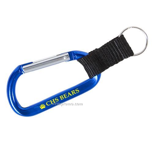 Carabiner Keychain W/ Split Ring And Strap