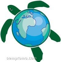 Go Green Stock Temporary Tattoo W/ Earth Turtle (1.5