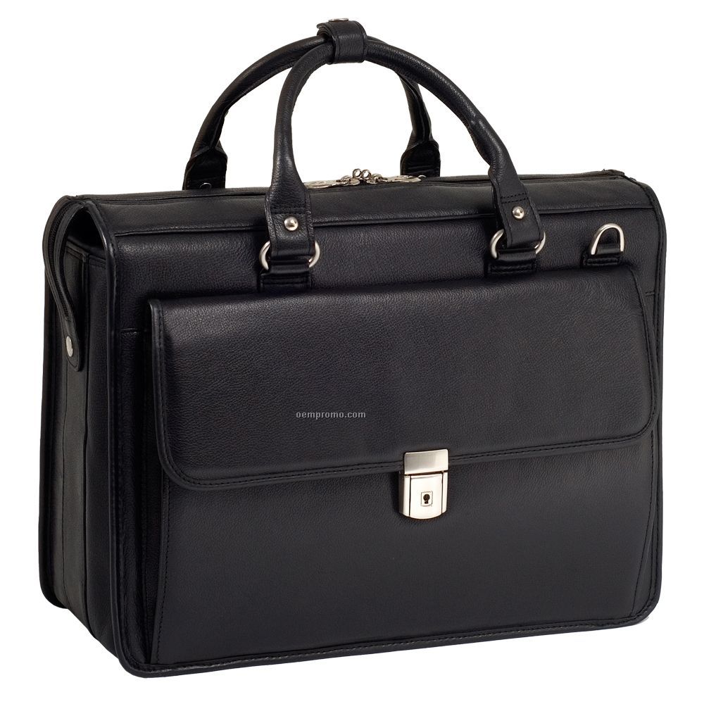 Gresham Leather Litigator Laptop Briefcase - Black