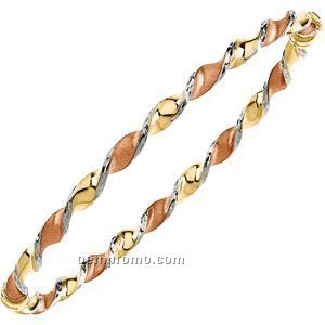 Ladies' 14k Tri-color Hinged Twisted Bangle Bracelet
