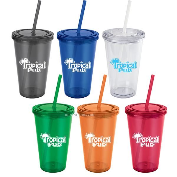 Ruby Double Wall Acrylic Cup - One Side Imprint (16 Oz.)