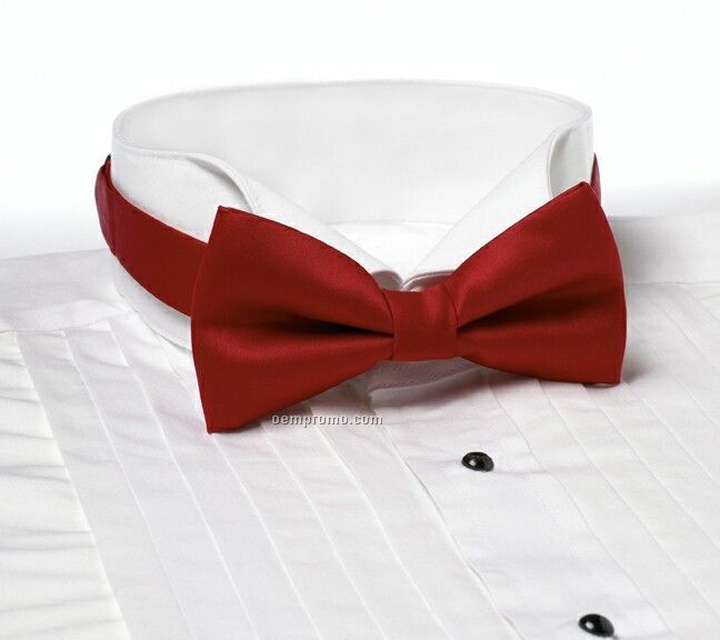 Wolfmark Solid Series 2" Adjustable Band Polyester Bow Tie - Red