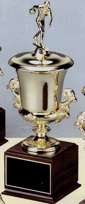 23" Gold Plated Champagne Cups Reflection Urn With Wood Base