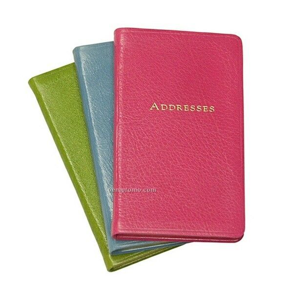 Pocket Address Book W/ Premium Brights Leather Cover (3"X5")