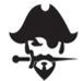 Stock Black & White Pirate Mascot Chenille Patch
