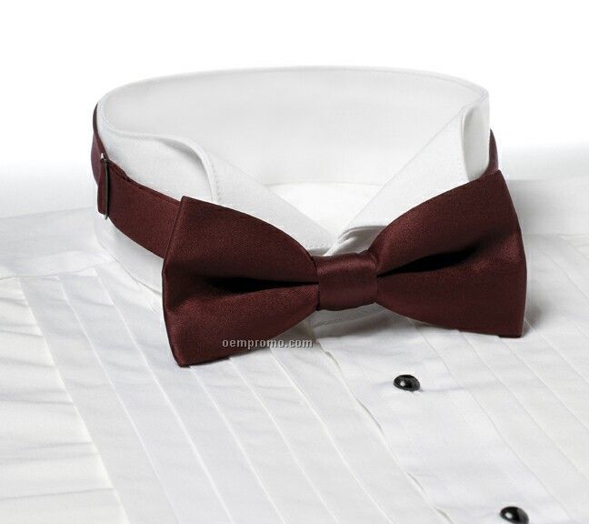 Wolfmark Solid Series 2" Adjustable Band Polyester Bow Tie - Maroon