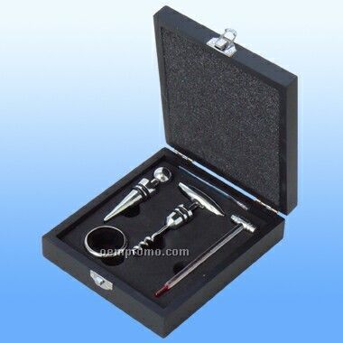 Wine Opener/Ring/Thermometer & Stopper Set (Screened)