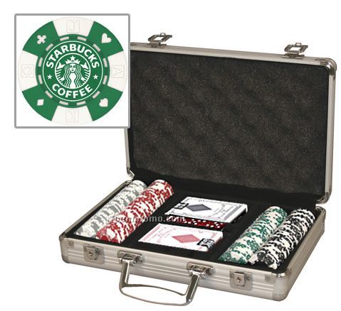 Custom Poker Chip Set With Aluminum Case & 2 Card Decks