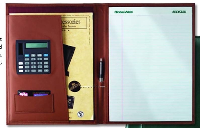 Executive Business Portfolio W/ Calculator - Recency Cowhide Leather