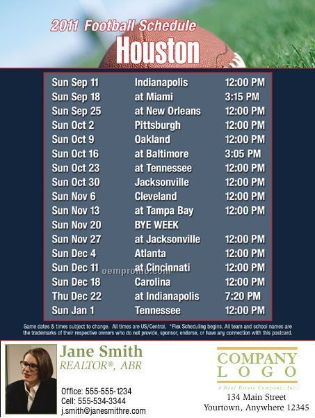 Houston Football Schedule Postcards - Standard (4-1/4