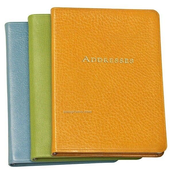 Pocket Address Book W/ Premium Brights Leather Cover (5 3/8"X7 3/8")