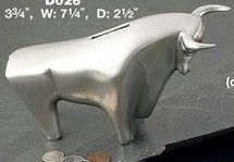 Silver Plated Brushed Bull Bank