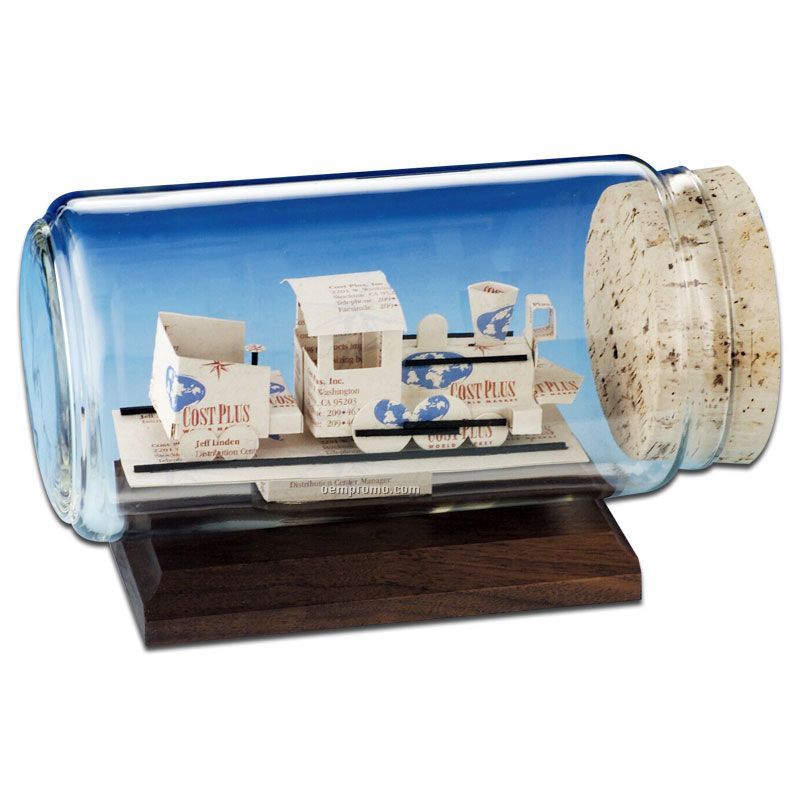 Stock Business Card Sculpture In A Bottle - Train