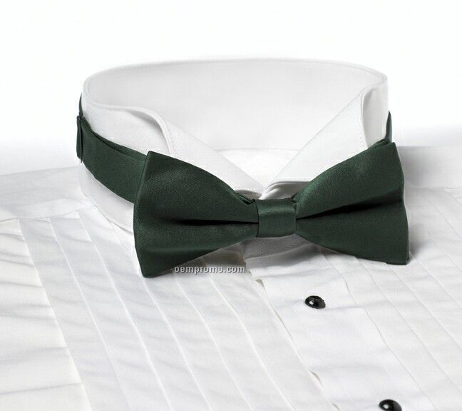 Wolfmark Solid Series 2" Adjustable Band Polyester Bow Tie - Hunter Green