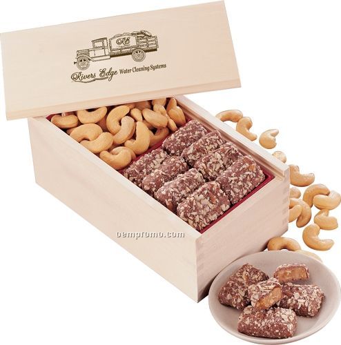 Wooden Collector's Box W/ English Butter Toffee & Jumbo Cashews