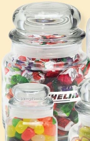 Assorted Jelly Beans In 16 Oz. Round Glass Candy Jar