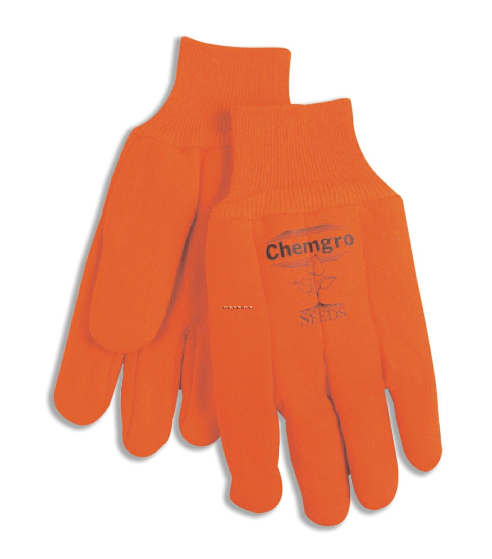 Blaze Orange Lined Cotton Canvas Glove With Knit Wrist