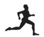 Stock Black & White Running Man Mascot Chenille Patch