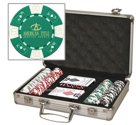 Custom Labeled Poker Chip Set With Cards & Case