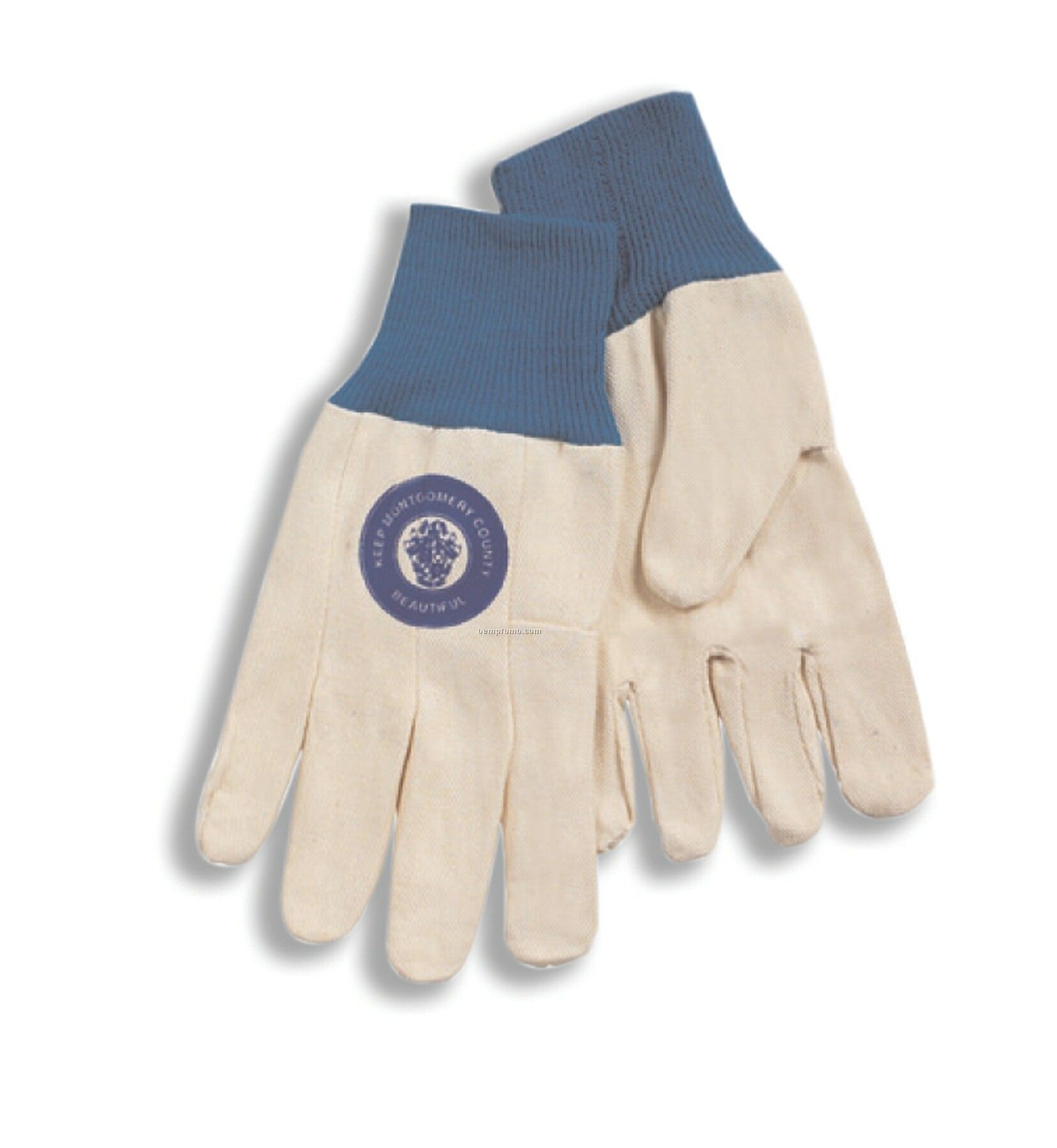 Ladies Cotton Canvas Glove With Navy Blue Knit Wrist