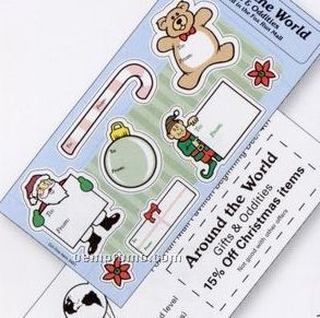 White Paper Christmas Holiday Sticker Sheet (Santa & Elf W/ Signs)