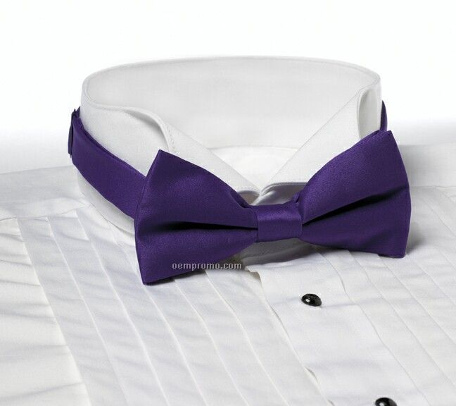 Wolfmark Solid Series 2" Adjustable Band Polyester Bow Tie - Purple